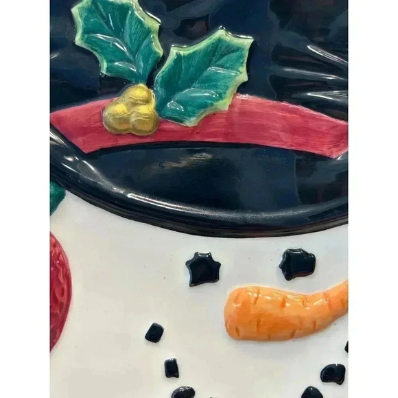Fitz and Floyd Essentials Christmas Snowman Cookie Candy Serving Dish 10" x 8" - Picture 2 of 4